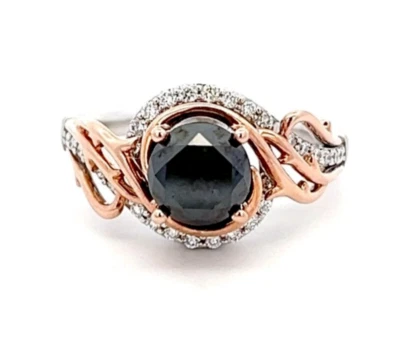 Anillo de oro blanco y negro espina maléfica villanos de Disney encantados con diamantes Foto 1 de 4