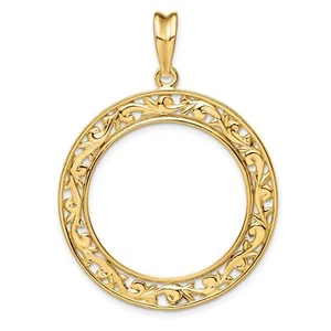 1986-Now $25 1/2 oz American Eagle Prong Set Filigree Coin Bezel in 14k Gold - Picture 1 of 7