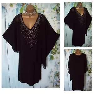 NEW WALLIS DRESS SIZE 16, Stunning Black Jewel diamante Overlay Occasion Dress - Picture 1 of 8
