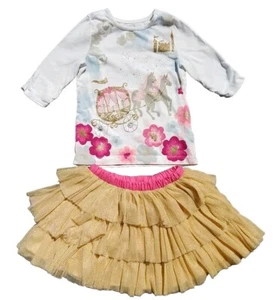 Gymboree Girls Size 2T Skirt Shirt Tutu Unicorn University Gold Pink - Picture 1 of 10