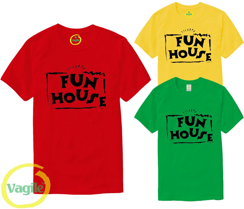 VAGILE Fun House Kostüm Kostüm Kostüm TV Spiele T-Shirt lustig Retro 80er 90er Jahre Film