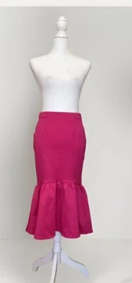NUEVO CON ETIQUETAS ASOS Premium Buceo Peplum Dobladillo Lápiz Bodycon Falda Rosa Caliente EE. UU. Talla 6 Foto 1 de 4