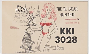 QSL Karte - Baltimore, Maryland USA - KKI 3028 - Hunter, Bear, Pinup Girl! - Bild 1 von 2