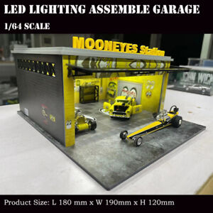 Assemble Diorama 1/64 LED Lighting Garage Model Car Parking Station - Mooneyes