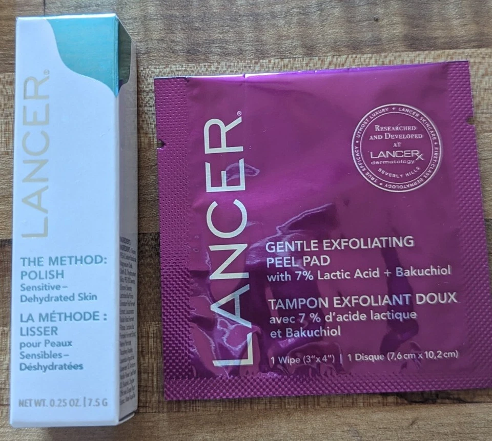 NIB Lancer The Method Polish Sensitive-Dehydrated Skin + Exfoliating Peel Pad - Image 1 of 1
