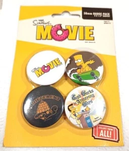 Simpsons The Movie-carded button badges sealed in original pack - Picture 1 of 1