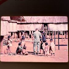 Vtg Vietnam War 1969 Era Kodachrome Color Soldier with Locals Kodak Photo Slide