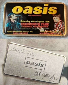 Oasis Silberbarren signiert Liam Gallagher 2025 Come Back Re Union Live Tour Logo UK - Bild 1 von 23