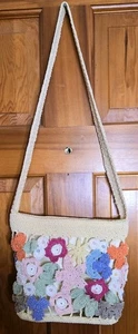 Borsa a mano vintage all'uncinetto nonna quadrata floreale boho cottagecore tracolla - Foto 1 di 10