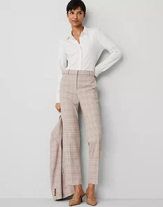 NUEVOS PANTALONES ANN TAYLOR $119 BEIGE LILA A CUADROS RECTO TOBILLO TALLA 4P 4 PETITE - Imagen 1 de 3