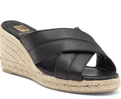 NWD $298 Bruno Magli Elena Espadrille Wedge Sandal Black Suede Size 9 - Image 1 of 4