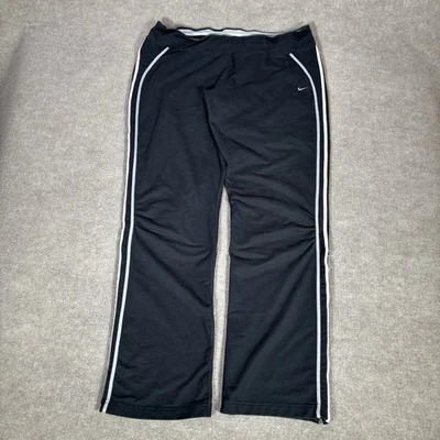 Pantalones de chándal vintage Nike para mujer XL negros a rayas cónicos mini Swoosh Yoga Y2K Foto 1 de 4
