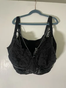 Lane Bryant Cacique leicht gefütterter französischer Balconette sexy schwarzer BH 40H siehe Beschreibung - Bild 1 von 5