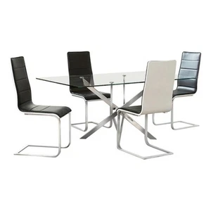 Coaster Carmelo 5-piece Rectangular Glass Top Dining Set Chrome and Black - Picture 1 of 4
