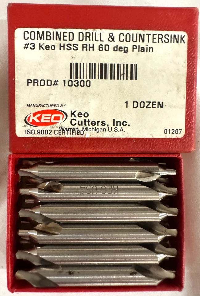 KEO Cutters Combined Drill & Counterskings #3 HSS RH 60 Deg Plain 10300 (12) - Image 1 of 1