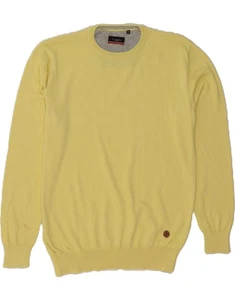 PIERRE CARDIN Mens Crew Neck Jumper Sweater Medium Yellow Cotton CH14 - Picture 1 of 4