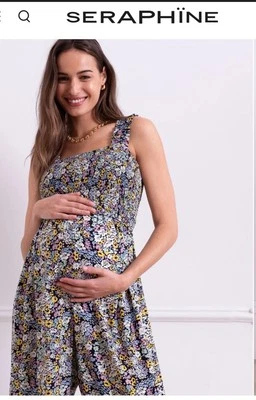 Mono Seraphine Floral Pierna Ancha Recortado Maternidad Enfermería Talla 14 Inmaculado Foto 1 de 4