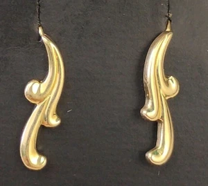 Pendientes colgantes de oro amarillo de 14K gancho colgante vintage inspirado en el Art Nouveau  - Imagen 1 de 7