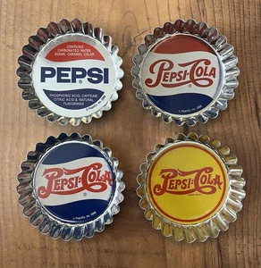 4er Set Vintage Pepsi Cola Flaschenverschluss Untersetzer Retro Werbung 2000 Jahre Schön! - Bild 1 von 8