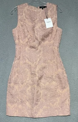 NEW Theory Hourglass Dress Baroque Jacquard Womens Size 8 Chalk Pink - Image 1 of 4