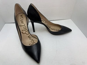 Sam Edelman D’ Orsay Pointed Toe Heel Pumps Black Leather Size 8.5 Club Wedding - Picture 1 of 15