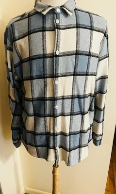 Мужская мужская синяя клетчатая фланелевая рубашка с длинным рукавом boohoo большого размера - Изображение 1 из 4