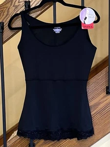 Spanx Hide And Sleek Scoop Neck - Lace Bottom Black Cami/SZ. Large NWT - Picture 1 of 18