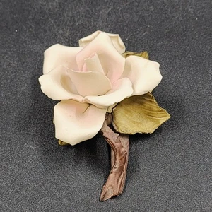 Napoleon Capodimonte Porzellan Rose Blush Rosa Blume Figur Italien Sammlerstück - Bild 1 von 8