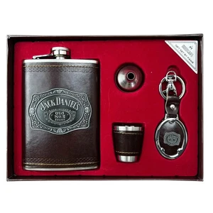 Set regalo 4 in 1 fiaschetta, pila, imbuto, portachiavi Jack Daniels - Foto 1 di 2