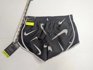 Nike Running Short Girls S Black Youth Dry Tempo USA Swoosh New - Picture 1 of 4