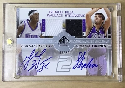 2003-04 SP Game Used /50 Gerald Wallace Peja Stojakovic #GW/PS-AJ Auto - Image 1 of 2