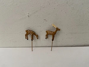 Juego de 2 estatuillas de ciervo de metal miniatura vintage selecciones artesanales de Navidad hechas en Japón - Imagen 1 de 3