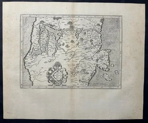 JUTLAND DENMARK 1633 HENRICUS HONDIUS UNUSUAL ANTIQUE COPPER ENGRAVED MAP - Picture 1 of 1