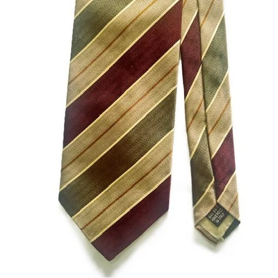 Corbata Valentino Cravatte para hombre verde granate rayas doradas seda 53 x 3,5 pulgadas Foto 1 de 4