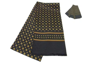 Sciarpa seta da uomo elegante  mod tubolare da giacca nera disegni aranci italy - Picture 1 of 8