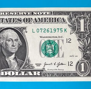 July 26, 1975 (L 07261975 K) BIRTHDAY Note $1 One Dollar Bill *UNC* - Picture 1 of 4