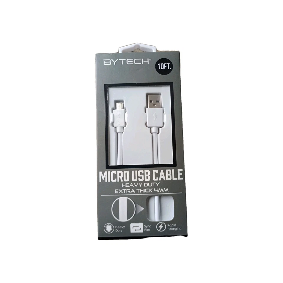 10ft bytech micro usb cable heavy duty Extra Thick 4mm - Image 1 of 2