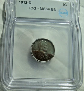 Centavo Lincoln 1912-D MS64BN ICG EXCELENTE BRILLO, DE STEVE IVY FLIPS - Imagen 1 de 8