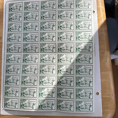 Restore Old Fort 4 Stamps Full Sheet Of 50 Unused Mint - Image 1 of 2