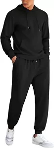COOFANDY Men's Large Tracksuit 2 Piece Hoodie Sweatsuit Set Black Casual - Picture 1 of 1