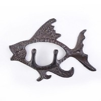 Fish Wall Hook Coat Hat Towel Beach Hooks Rustic Cast Iron Bath Bearing Rack