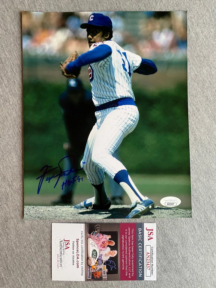 CHICAGO CUBS FERGIE JENKINS AUTOGRAPH 8x10 ACTION PHOTO- JSA AN23437 - Image 1 of 1