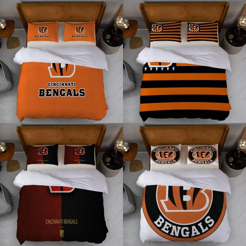 Cincinnati Bengals 3Pcs Bedding Sets Quilt Covers Pillowcases Zipper Duvet Cover Cover