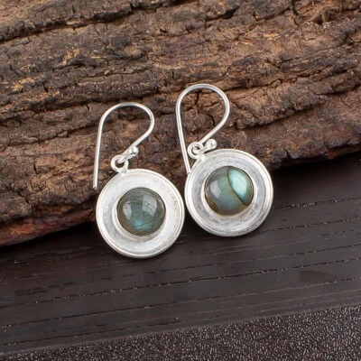 Pendientes de joyería de plata de ley 925 con piedras preciosas de labradorita natural regalo para ella Foto 1 de 4