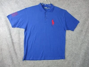 Vintage Polo Ralph Lauren Polo Shirt Men Extra Large Blue Big Pony Number 3 Golf - Picture 1 of 10