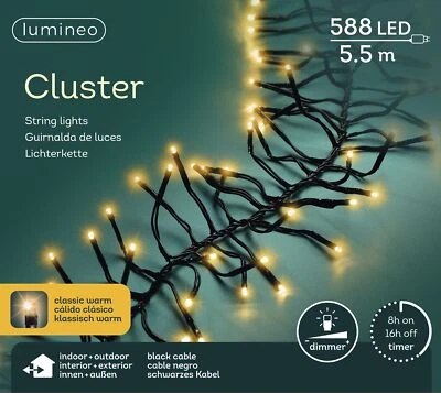 Lumineo Lichterkette Cluster 588 LED 5,5 m klassisch warm, schwarzes Kabel - Bild 1 von 4
