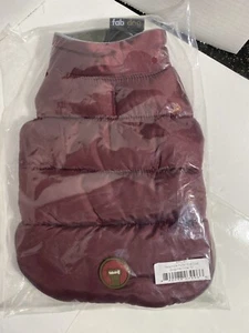 Fab Dog Reversible Puffer Dog Coat 10" Burgundy/Olive NEW - Picture 1 of 4
