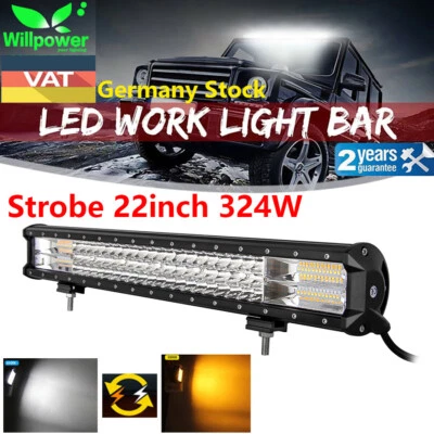 22inch 324W Strobe Led Work Light Bar White Amber Color for Car Off road SUV 4WD - Image 1 of 4