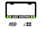 JUST VISITING Alien Steel License Plate Frame (CAN BE PERSONALIZED)