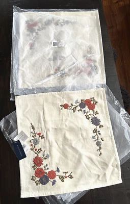 RALPH LAUREN HOME Macall Floral Embroidery Linen Pillow Cover 18x18 Set NWT $255 - Image 1 of 4